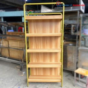 Kệ Trưng Bày Sản Phẩm Khung Sắt Mặt Gỗ MDF Cũ