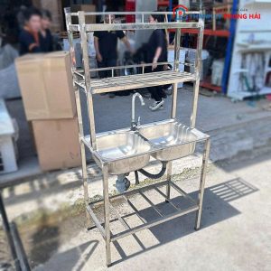 Kệ Rửa Chén 2 Hộc Inox Cũ