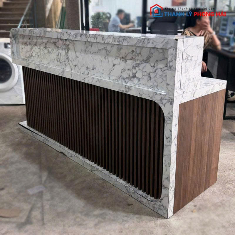 quay-le-tan-2m-go-mdf-loi-xanh-cu-2 Quầy Lễ Tân 2m Gỗ MDF Lõi Xanh Cũ