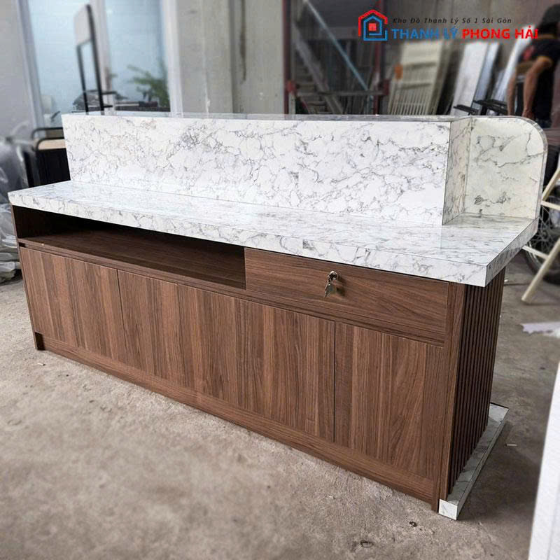 quay-le-tan-2m-go-mdf-loi-xanh-cu-3 Quầy Lễ Tân 2m Gỗ MDF Lõi Xanh Cũ