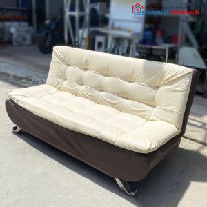 Sofa Bed Bọc Da Màu Kem Cũ