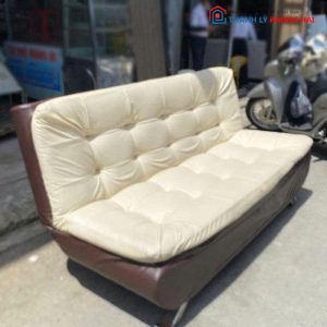 Sofa Bed Bọc Da Màu Kem Cũ