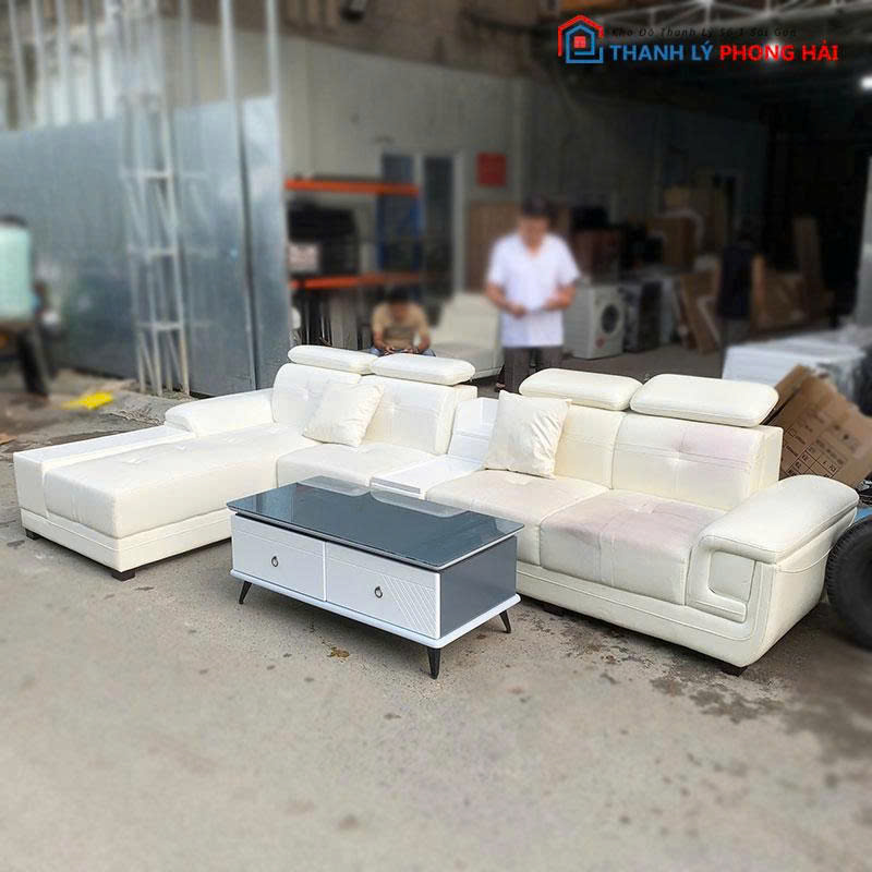 sofa-goc-l-boc-da-kem-ban-cu-3 Sofa Góc L Bọc Da Kèm Bàn Cũ