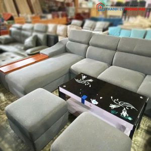 Sofa Góc L Bọc Vải Xám Cũ
