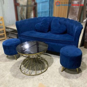 Sofa Sò Màu Xanh Navy Kèm Gối Tim Cũ