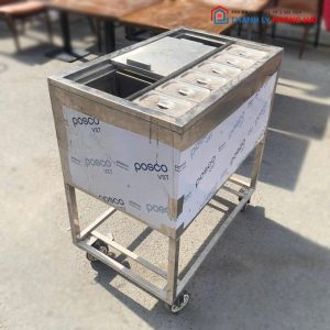 Thùng Đá Inox Có Khay Topping Cũ