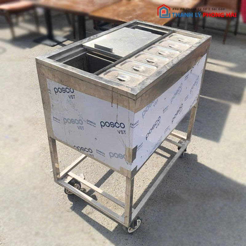 thung-da-inox-co-khay-topping-cu-1 Thùng Đá Inox Có Khay Topping Cũ