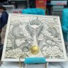 Tranh Rồng Cũ Khung Viền Hoa Văn Sang Trọng