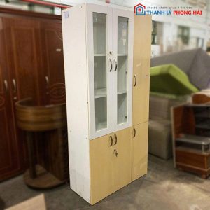 Tủ Hồ Sơ 90cm Gỗ MDF Cũ Có 2 Cánh Kính
