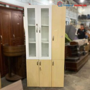 Tủ Hồ Sơ 90cm Gỗ MDF Cũ Có 2 Cánh Kính