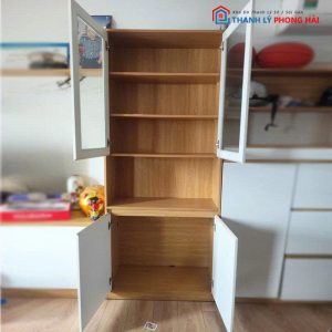 Tủ Hồ Sơ Gỗ Cũ 4 Cánh Phối Kính