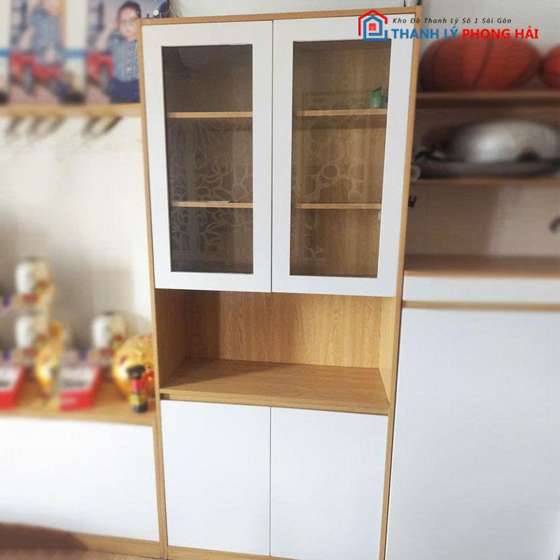 tu-ho-so-go-cu-4-canh-phoi-kinh-2 Tủ Hồ Sơ Gỗ Cũ 4 Cánh Phối Kính 90cm