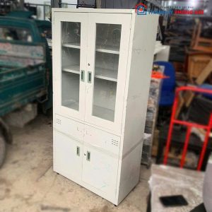 Tủ Hồ Sơ Sắt 4 Cánh Có Kính Cũ