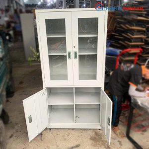 Tủ Hồ Sơ Sắt 4 Cánh Có Kính Cũ