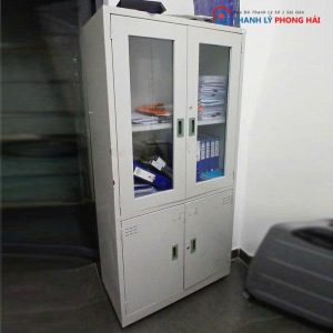Tủ Hồ Sơ Sắt 4 Cánh Có Kính Cũ