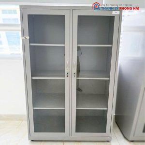 Tủ Hồ Sơ Sắt 4 Tầng 2 Cánh Kính Cũ