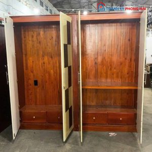 Tủ Quần Áo 4 Cánh 2m33 Họa Tiết Caro Cũ