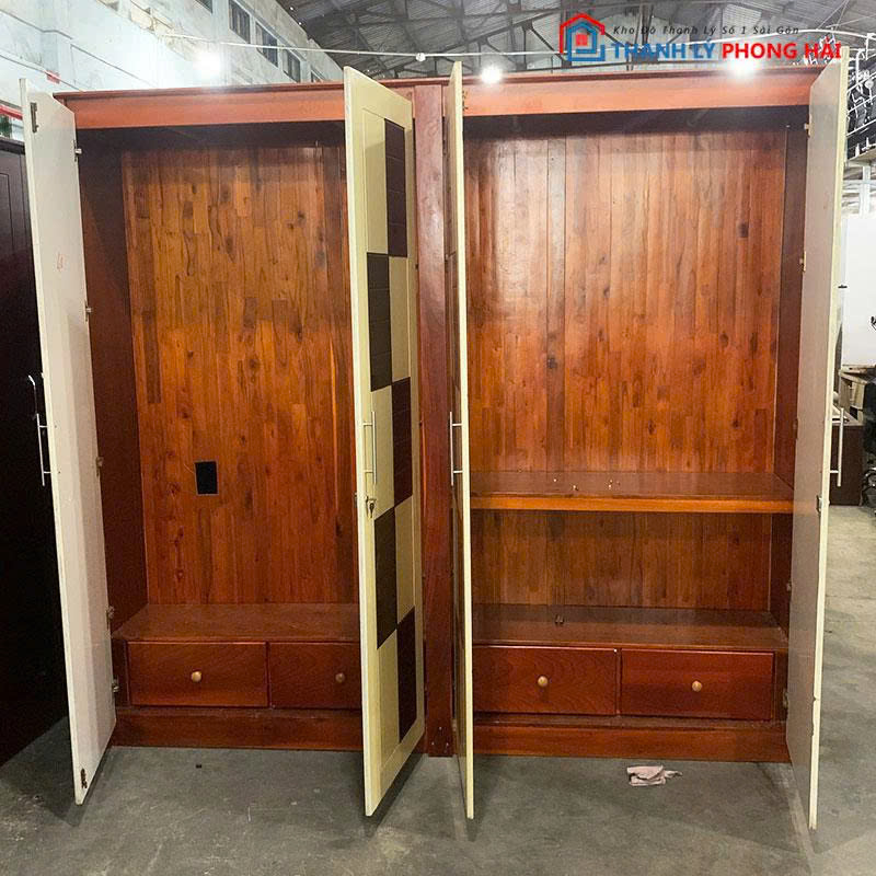 tu-quan-ao-4-canh-2m33 Tủ Quần Áo 4 Cánh 2m33 Họa Tiết Caro Cũ