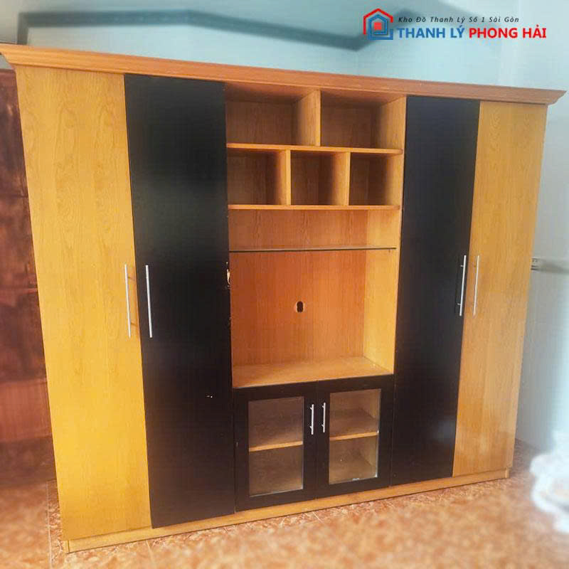 tu-quan-ao-4-canh-2m35-1 Tủ Quần Áo 4 Cánh 2m35 Kết Hợp Kệ Trưng Bày Cũ