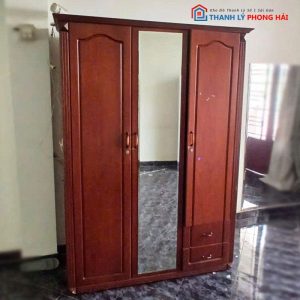Tủ Quần Áo Gỗ Cũ Có Gương Ở Giữa