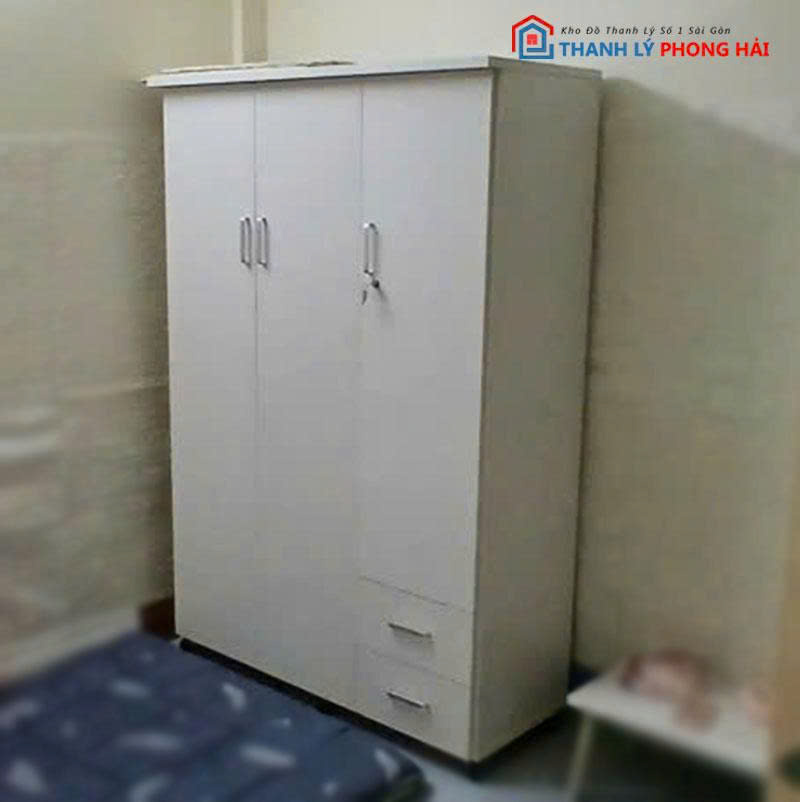 tu-quan-ao-nhua-3-canh-1m2-2 Tủ Quần Áo Nhựa 3 Cánh 1m2 Kèm Hộc Kéo Cũ