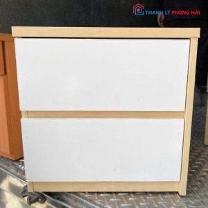 Tủ Tab 2 Ngăn Cũ Phối Trắng Vân Gỗ