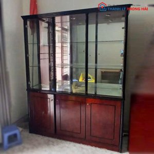 Tủ Trưng Bày Khung Gỗ Cánh Kính Cũ