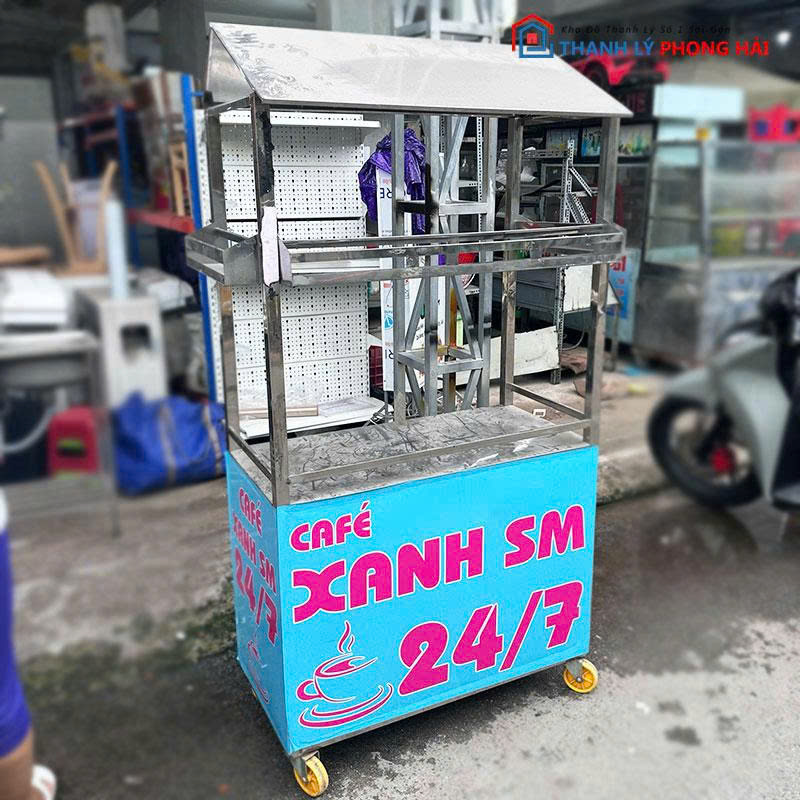 xe-ban-ca-phe-inox-cu-co-mai-che-1 Xe Bán Cà Phê Inox Cũ Có Mái Che