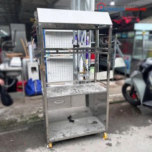 Xe Bán Cà Phê Inox Cũ Có Mái Che
