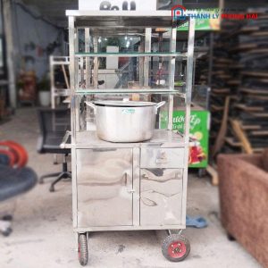 Xe Bán Hàng Inox 80cm Cũ Có Bánh Xe
