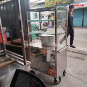 Xe Bán Hàng Inox 80cm Cũ Có Bánh Xe