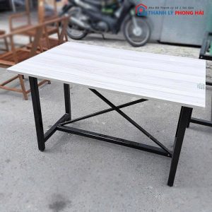 Bàn Chân Sắt Chéo Mặt Gỗ 1m2 Cũ