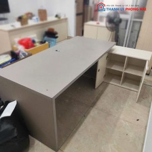 Bàn Giám Đốc Gỗ Công Nghiệp Cũ Kèm Tủ Phụ Góc L