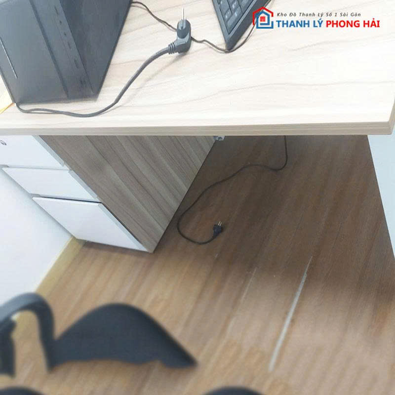 ban-lam-viec-mat-go-kem-tu Bàn Làm Việc Mặt Gỗ Kèm Tủ Hồ Sơ 3 Ngăn Cũ