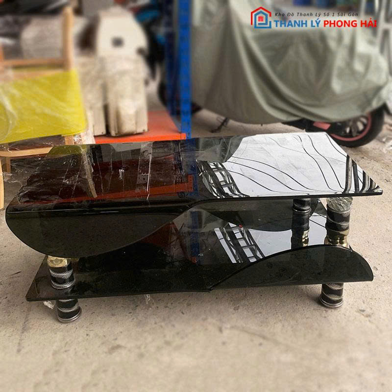 ban-sofa-2-tang-mat-kinh-den-1 Bàn Sofa 2 Tầng Mặt Kính Đen Cũ
