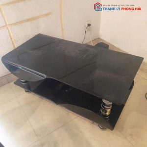 Bàn Sofa 2 Tầng Mặt Kính Đen Cũ