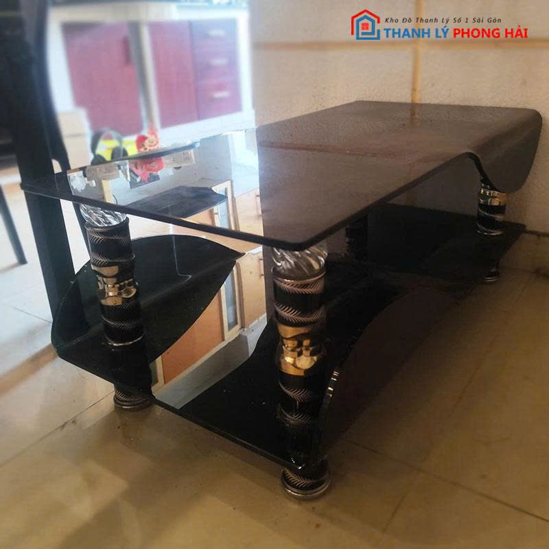 ban-sofa-2-tang-mat-kinh-den-3 Bàn Sofa 2 Tầng Mặt Kính Đen Cũ