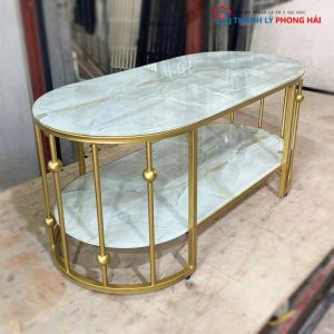 Bàn Sofa Oval 2 Tầng Mới 99%