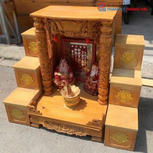 Bàn Thờ Ông Địa Gỗ Tự Nhiên Kèm Bậc Tam Cấp Cũ