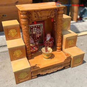 Bàn Thờ Ông Địa Gỗ Tự Nhiên Kèm Bậc Tam Cấp Cũ
