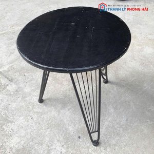 Bàn Trà Mặt Tròn Chân Sắt Nan Quạt Cũ