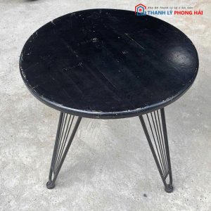 Bàn Trà Mặt Tròn Chân Sắt Nan Quạt Cũ