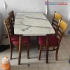 Bộ Bàn Ăn 4 Ghế Cũ Mặt Vân Đá Chân Gỗ