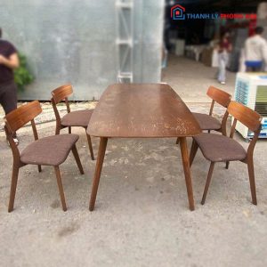 Bộ Bàn Ăn 4 Ghế Gỗ Tự Nhiên Cũ