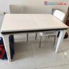 Bộ Bàn Ăn 6 Ghế Bọc Da Trắng Cũ