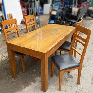 Bộ Bàn Ăn Gỗ Tự Nhiên 4 Ghế Có Đệm Cũ