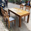 Bộ Bàn Ăn Gỗ Tự Nhiên 4 Ghế Có Đệm Cũ