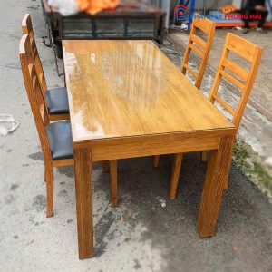Bộ Bàn Ăn Gỗ Tự Nhiên 4 Ghế Có Đệm Cũ