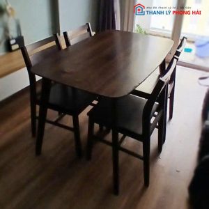 Bộ Bàn Ăn Gỗ Tự Nhiên Cũ Kèm 4 Ghế