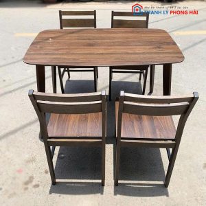 Bộ Bàn Ăn Gỗ Tự Nhiên Cũ Kèm 4 Ghế